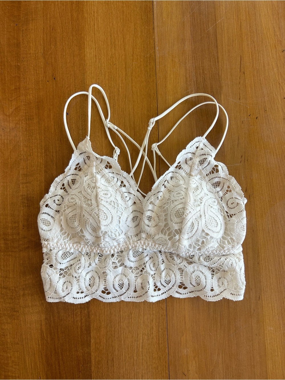 PINK Victoria's Secret White Lace Bralette with Strappy Back